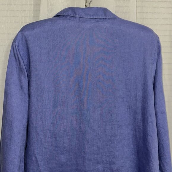J.Jill S Love Linen Blue Long Sleeve Button Down Collared Essential Shirt - Picture 6 of 14